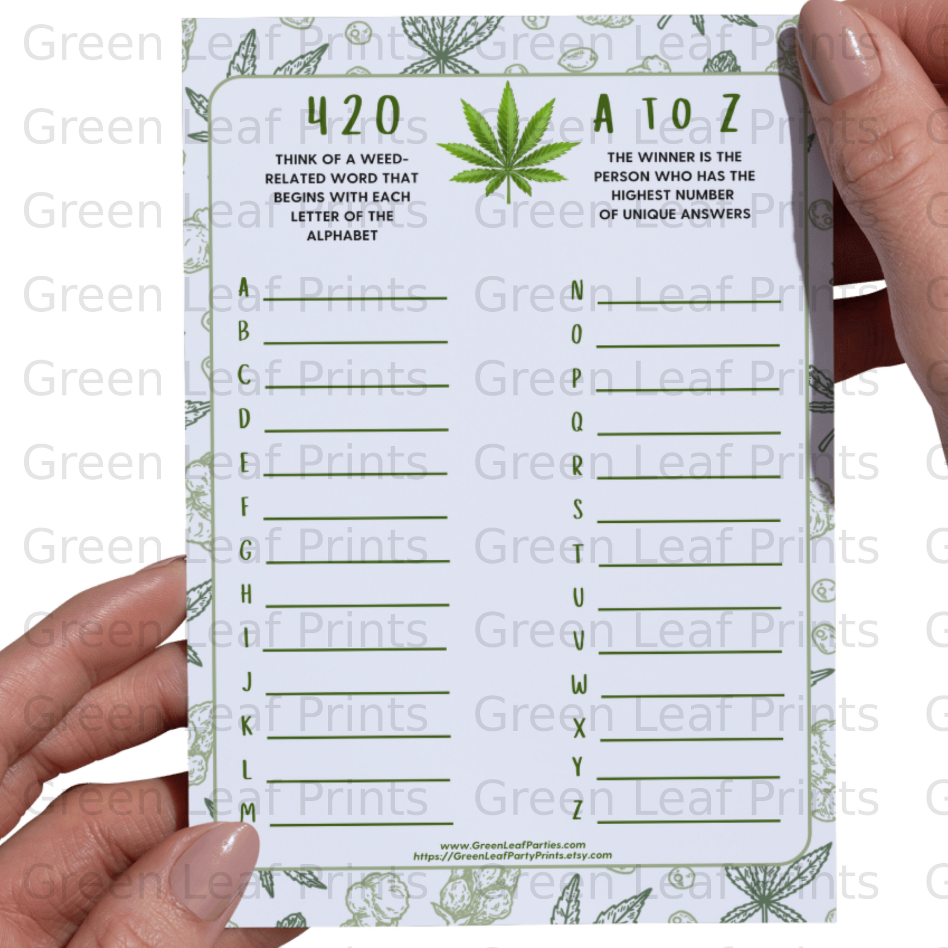420 A TO Z Weed Alphabet Challenge Game product type