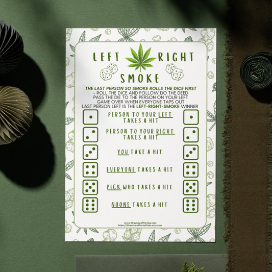 Left-Right-Smoke dice game rules with hits for players based on dice rolls.