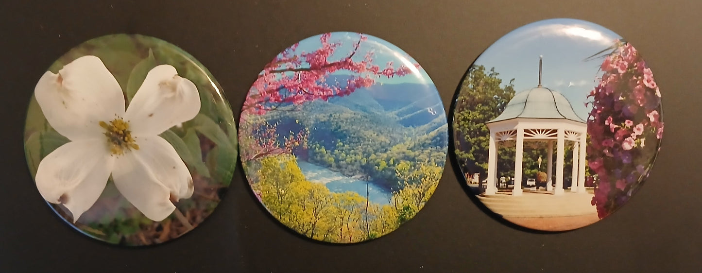 Virginia Round Magnet Set - Dogwood, Redbud, Front Royal Gazebo