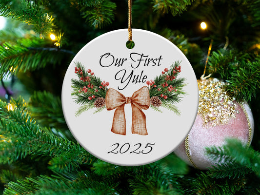 Our First Yule Ornament Personalized 2025 Holiday Décor