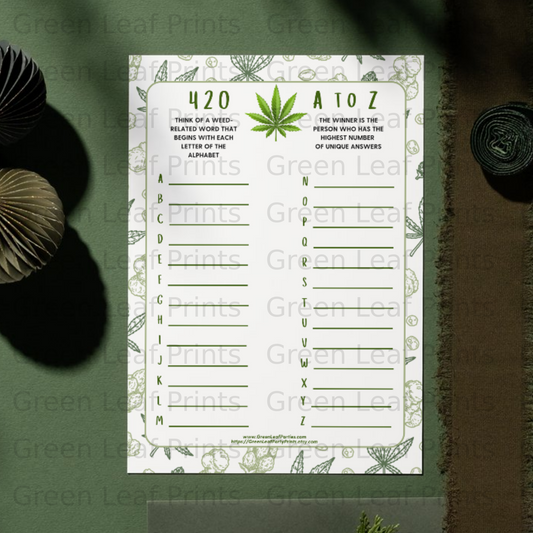 420 A TO Z Weed Alphabet Game product type