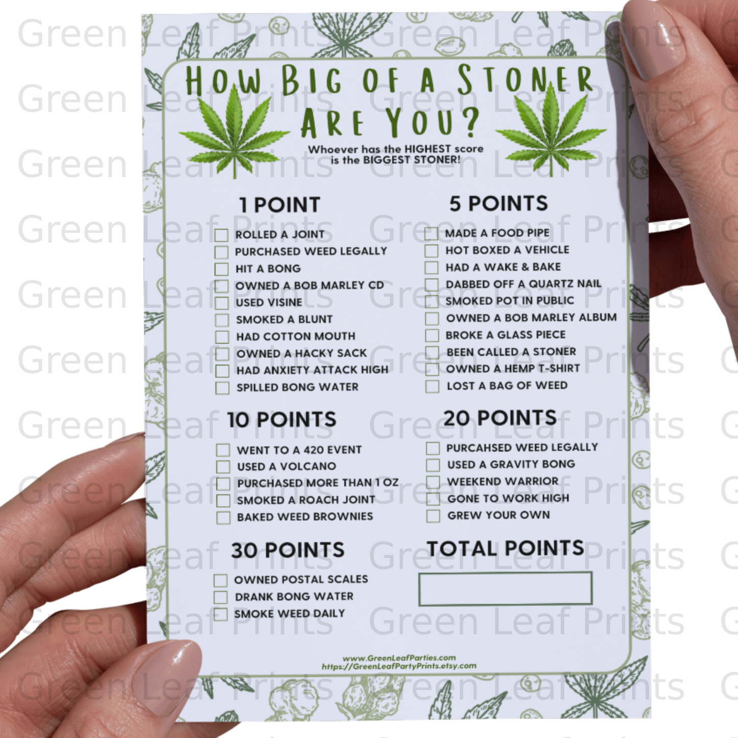 How Big of a Stoner Are You? quiz from Green Leaf Prints.