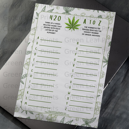 420 A TO Z Weed Related Word Alphabet product type