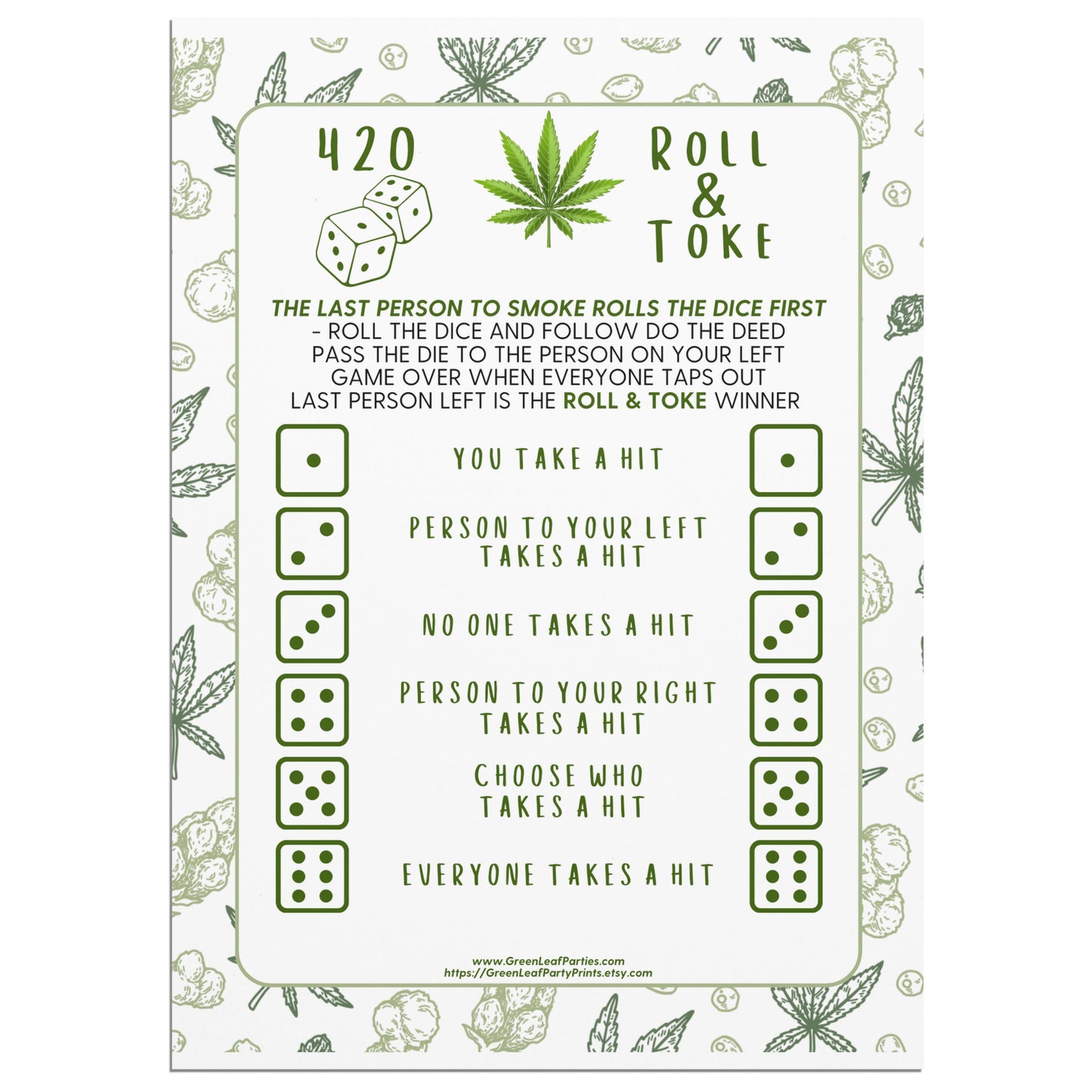 420 Roll & Toke Dice Take A Hit product type